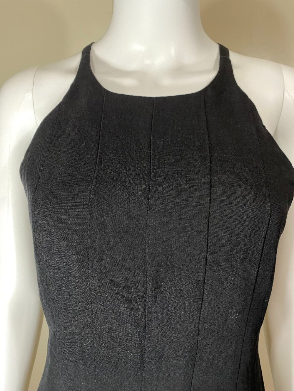 MASSIMO DUTTI Black Linen Blend Halter Midi A-Line Dress EUR 36, US 4 (or $180) - Picture 4 of 12